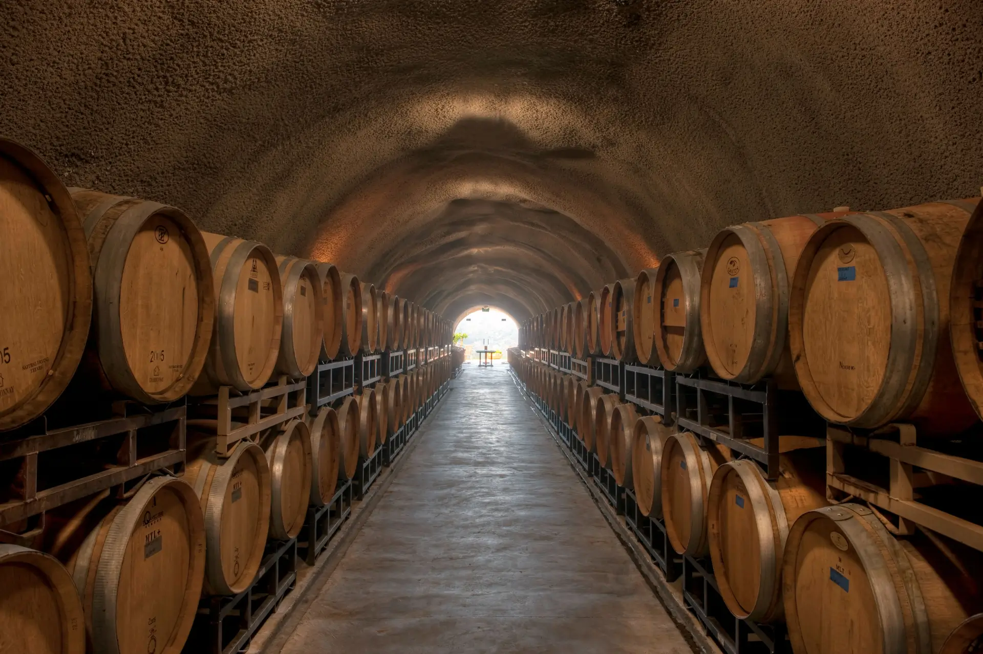 Wine Cellar Cave at Barnett Vineyards in Napa Valley.